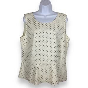 TALBOTS Polka Dot Peplum Chiffon Sleeveless Blouse size 14